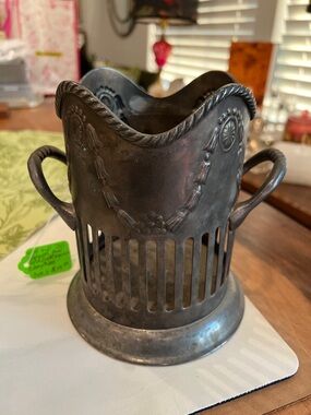 Antique-Style Two-Handled Metal copper bottle holder French